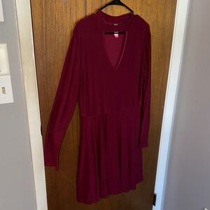 No Boundaries Deep Red Long Sleeve Dress